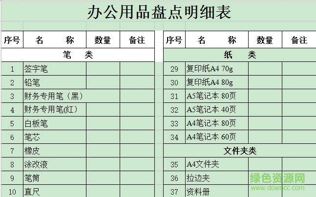 办公用品领用登记表模板